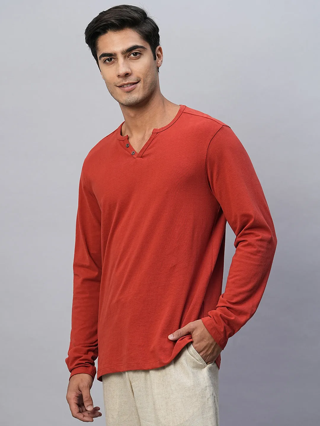 Men's Brick Cotton Regular Fit Tshirts