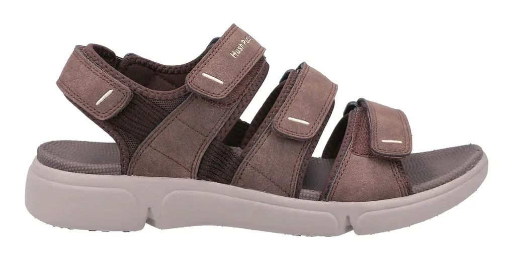 Mens Hush Puppies Walking Sandals Vegan Brown Hook & Loop Strap Raul