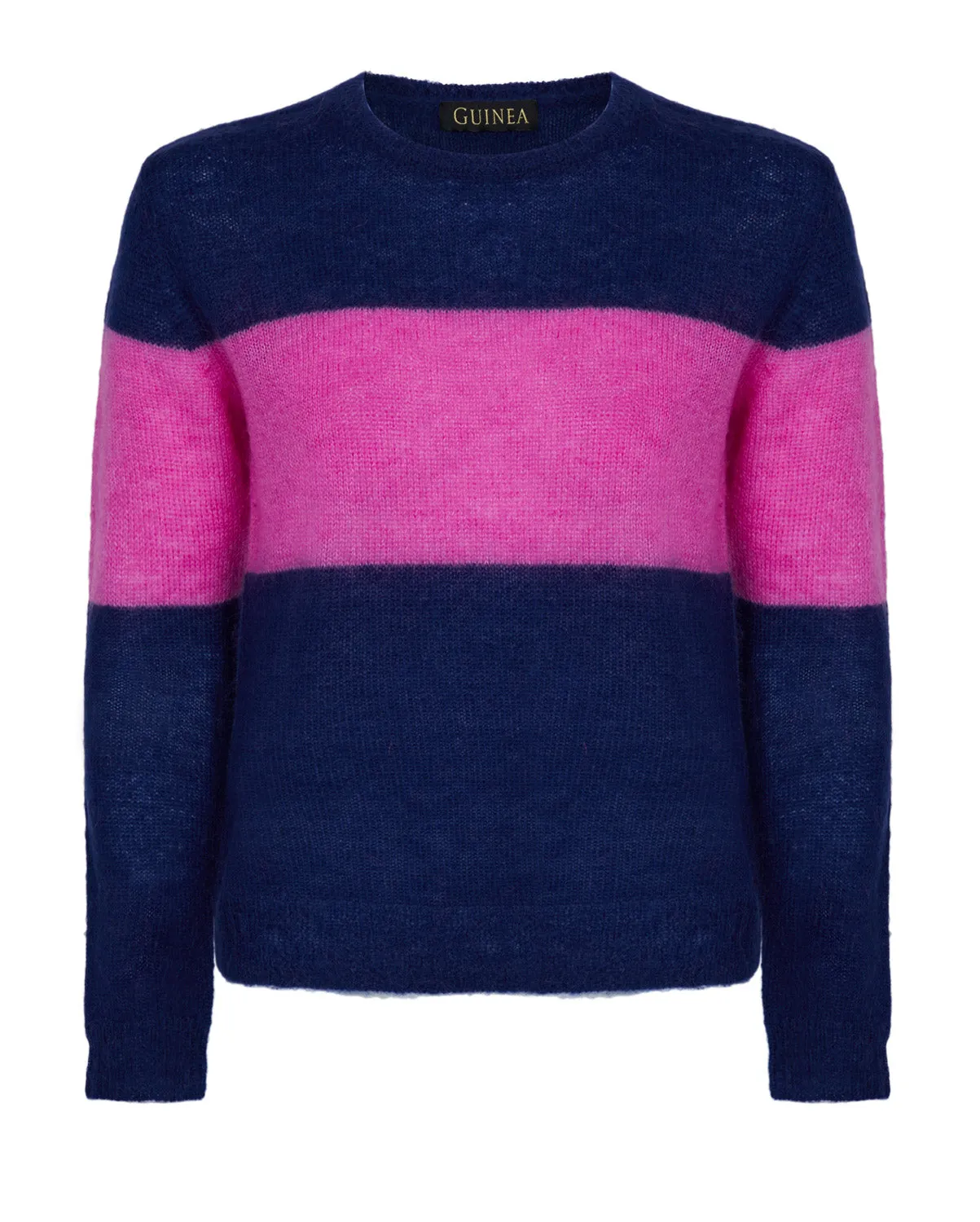 Milly - Navy Jumper With Pink Band - Wool and Mohair Blend - 50% OFF