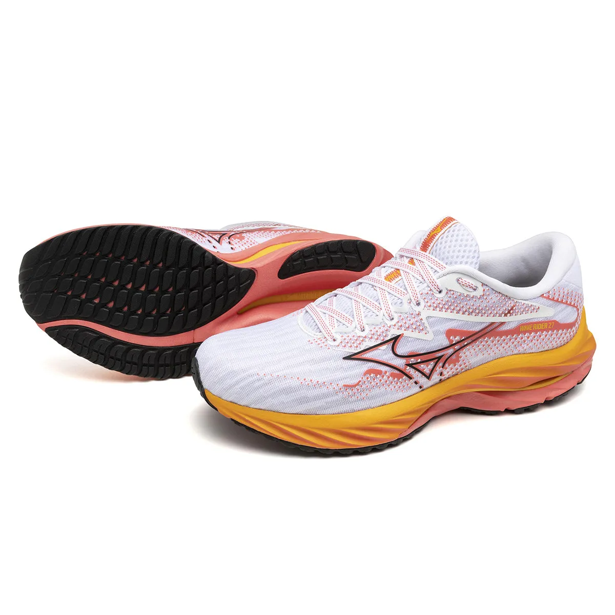 Mizuno Wave Rider 27 Womens | White/black/dubarry