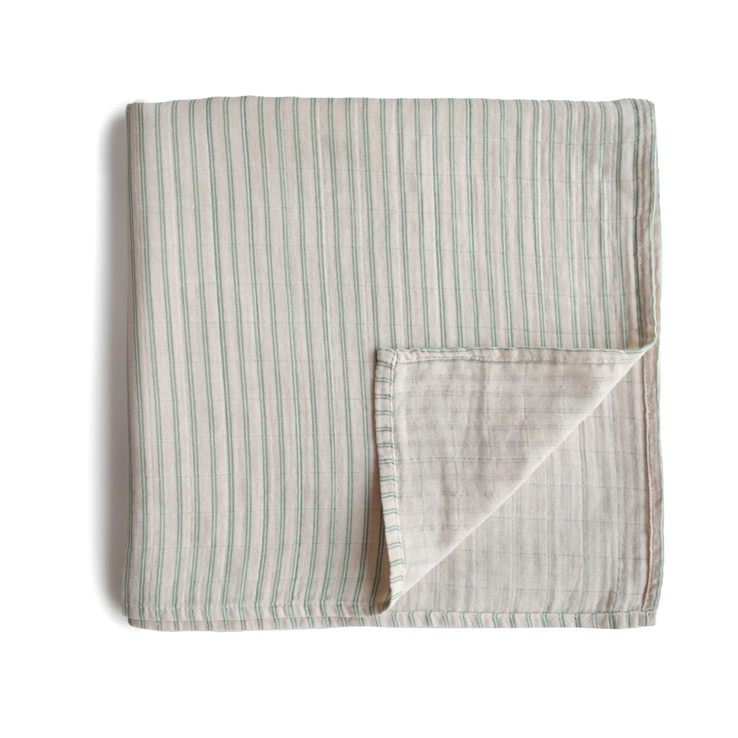 Muslin Swaddle Blanket Organic Cotton (Sage Stripe)