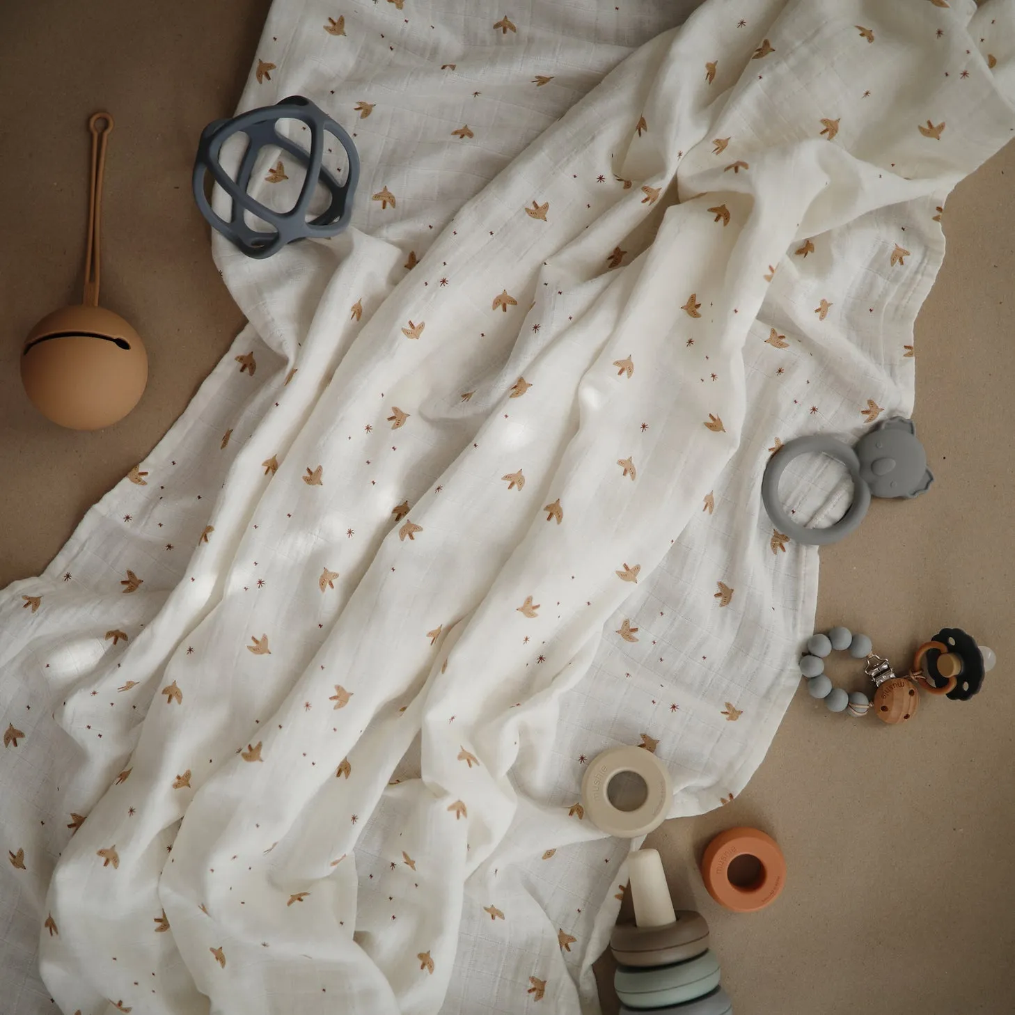 Muslin Swaddle Blanket Organic Cotton (Sparrow)