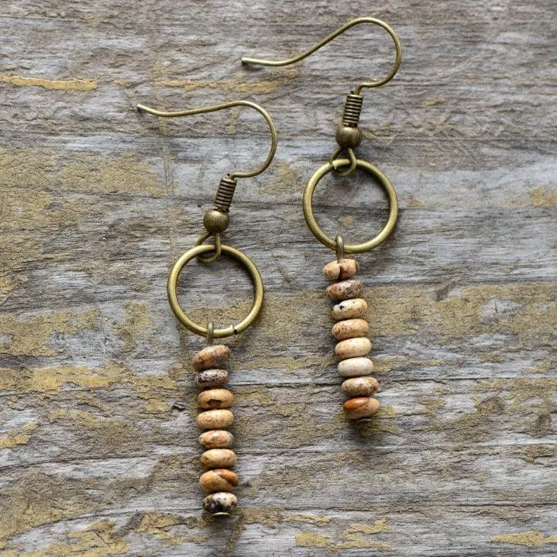 Ngawa Pink Jasper Dangle Earrings