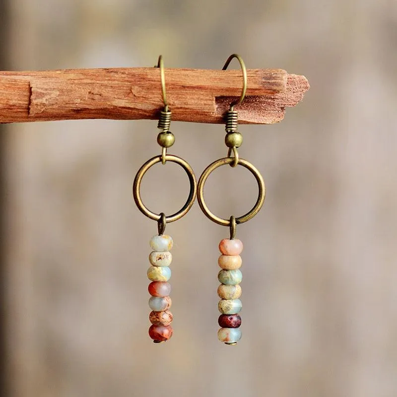 Ngawa Pink Jasper Dangle Earrings