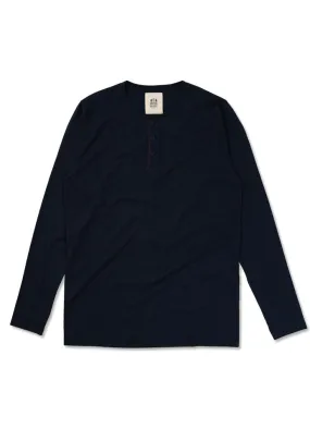 NIKO | Organic Long Sleeve Henley | Deep Marine