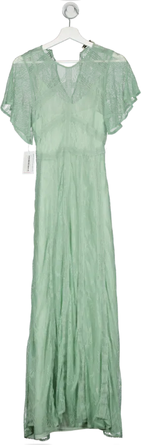 Oasis Green Premium Delicate Lace Maxi Dress UK 10