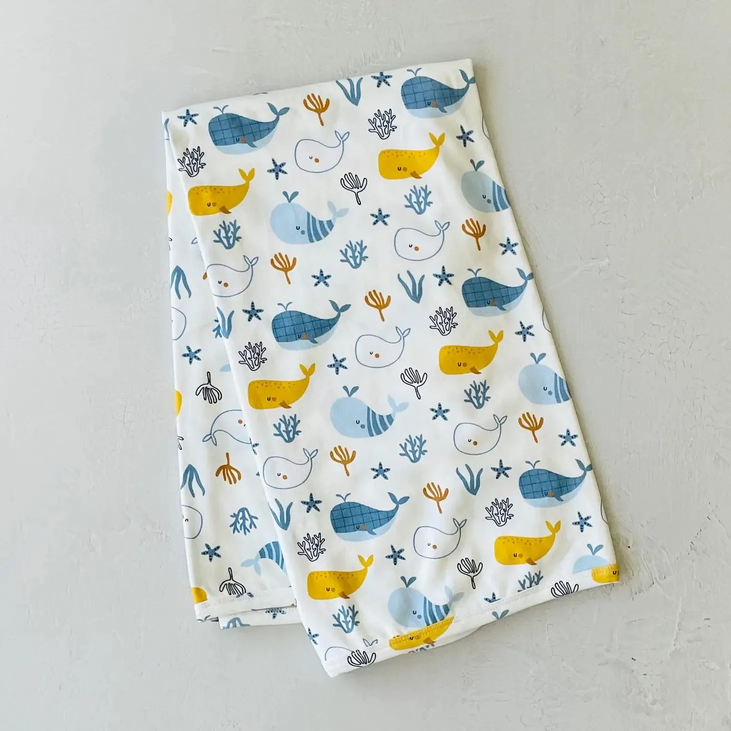 Ocean Whales Reversible Baby Blanket (Organic Jersey)