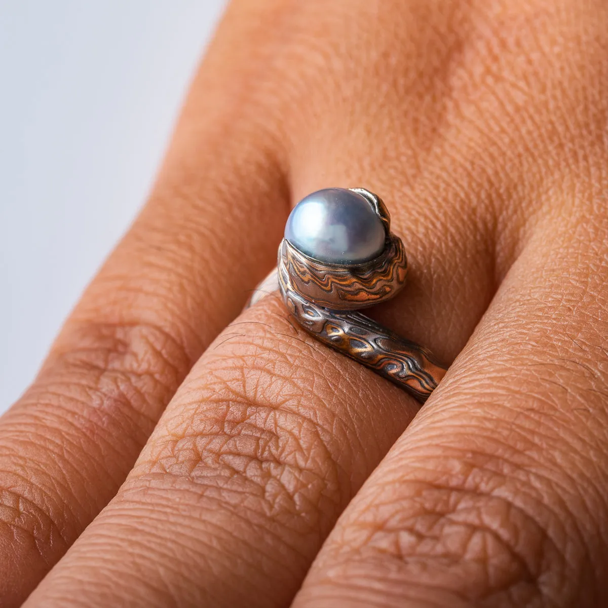 Oceanic Guri Bori Bypass Ring with Akoya Pearl