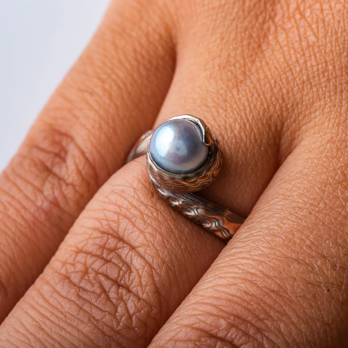 Oceanic Guri Bori Bypass Ring with Akoya Pearl