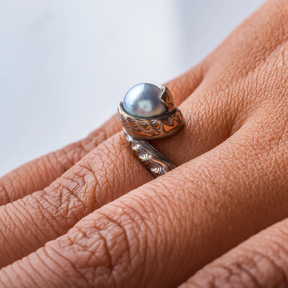 Oceanic Guri Bori Bypass Ring with Akoya Pearl