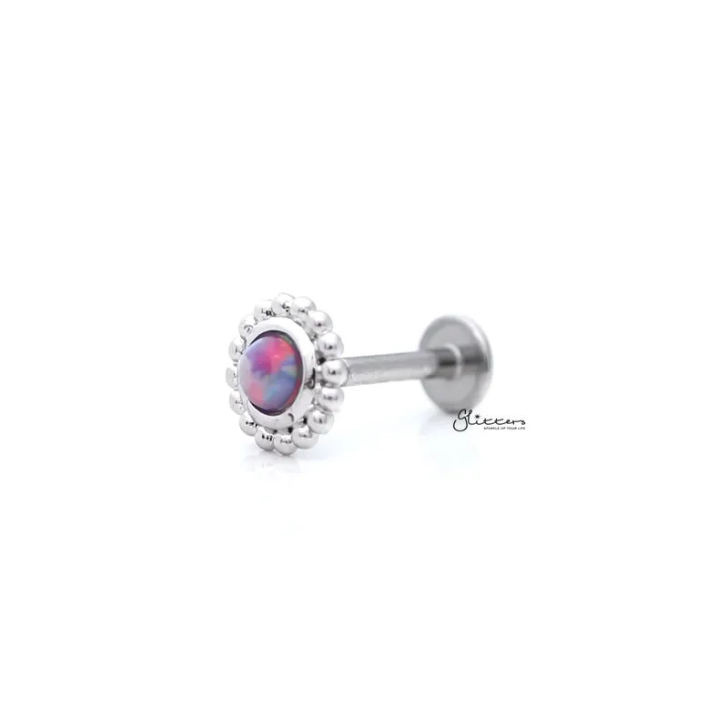 Opal Purple Tragus Barbell - Ball End | Flat Back