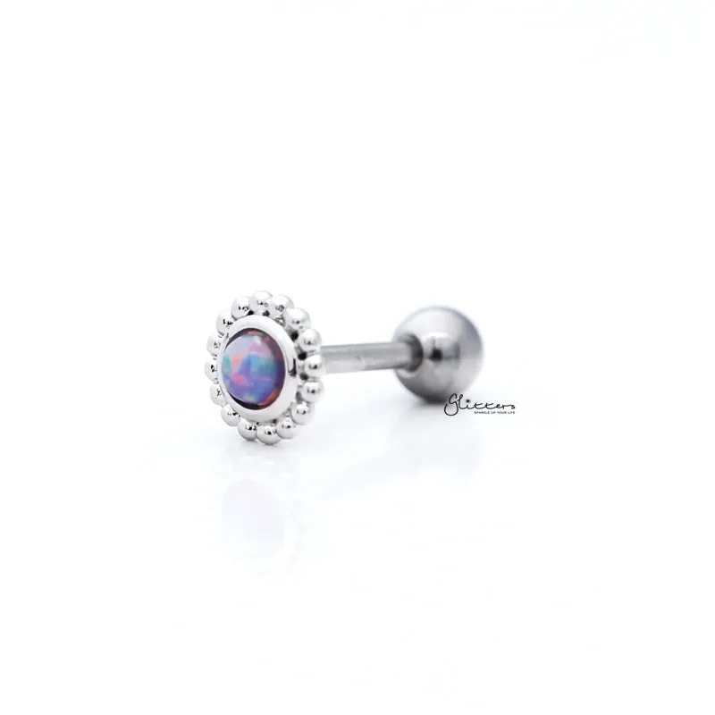 Opal Purple Tragus Barbell - Ball End | Flat Back