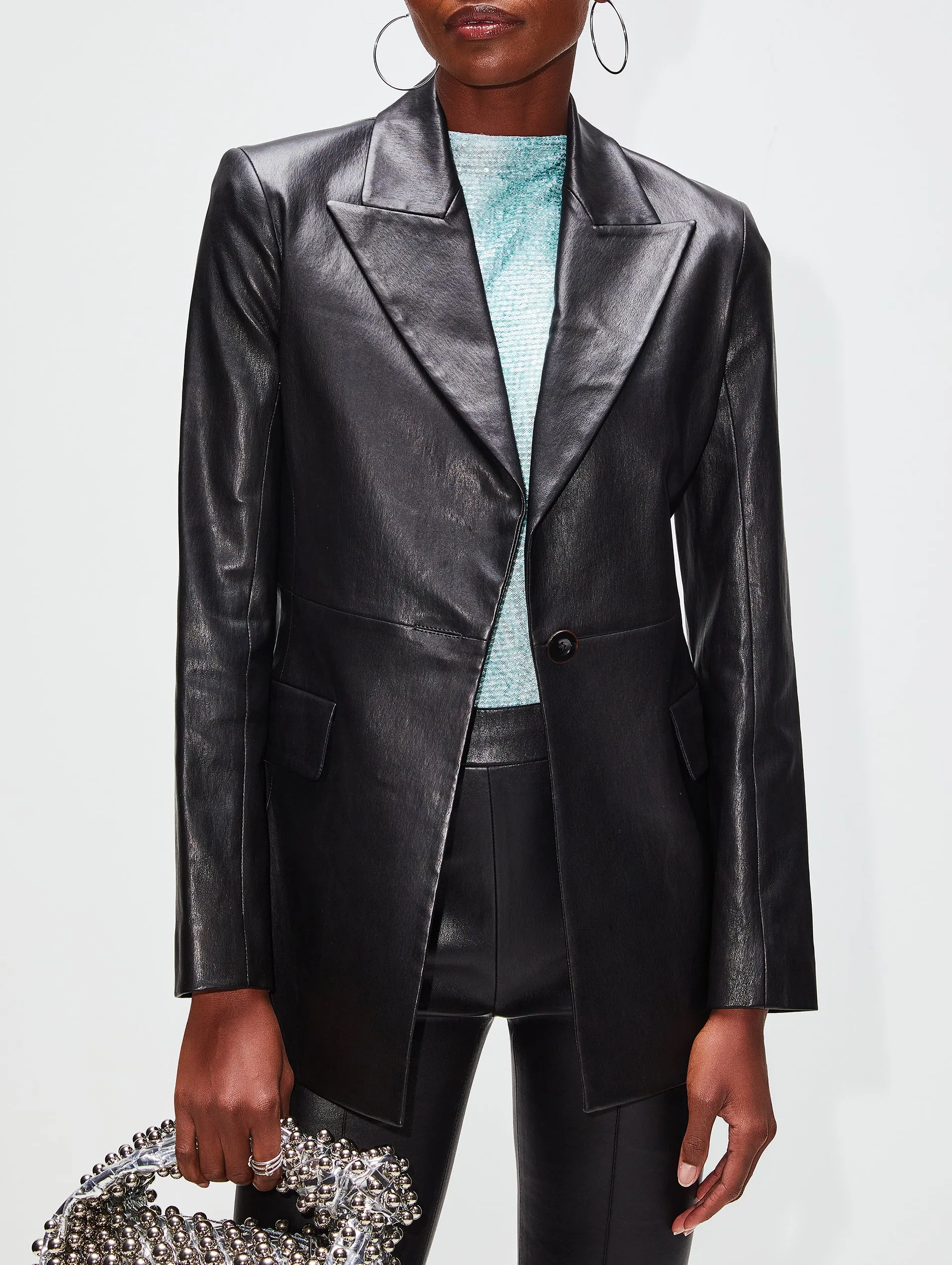 Peak Lapel Leather Jacket