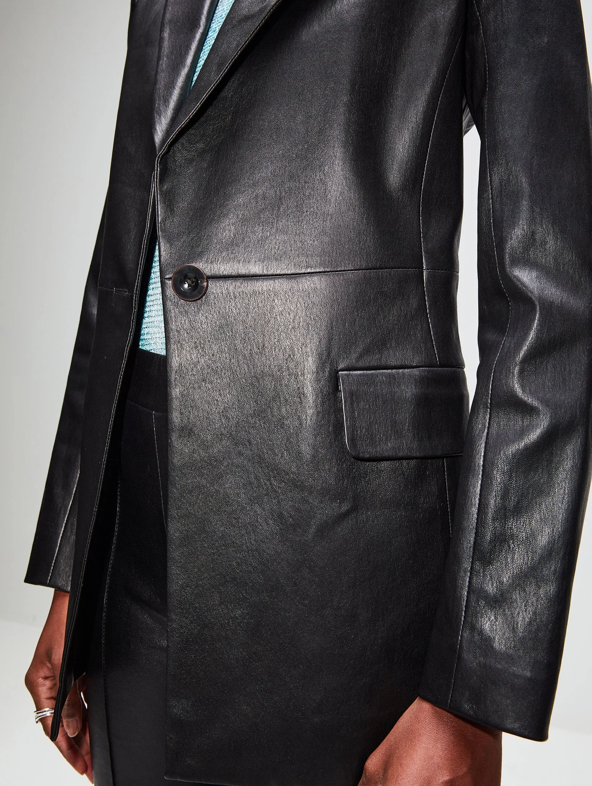 Peak Lapel Leather Jacket