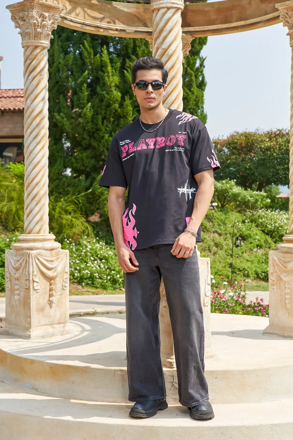 Pink Flame Playboy Oversized T-shirt