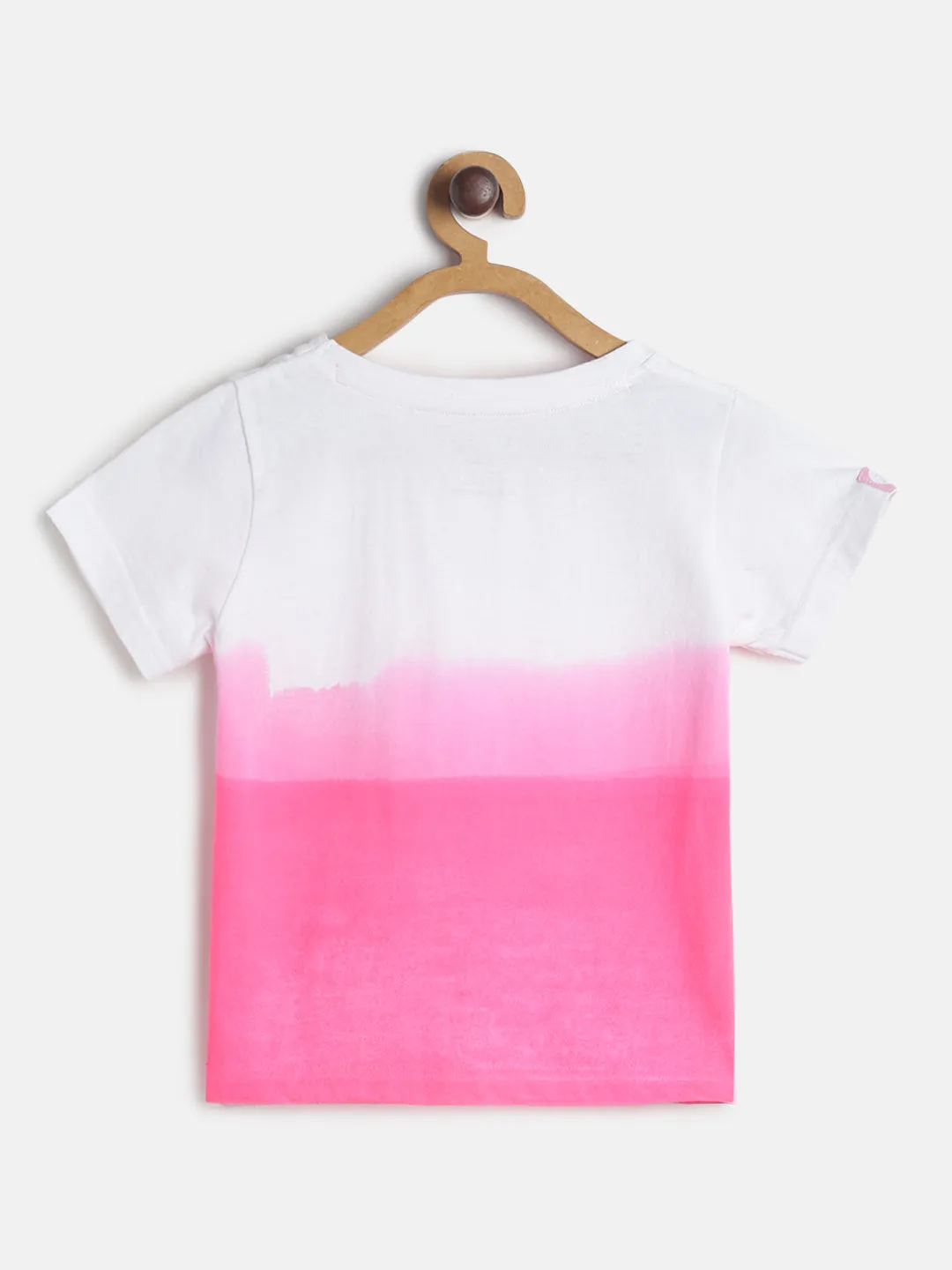 Pink Girls Cotton Printed T-shirt