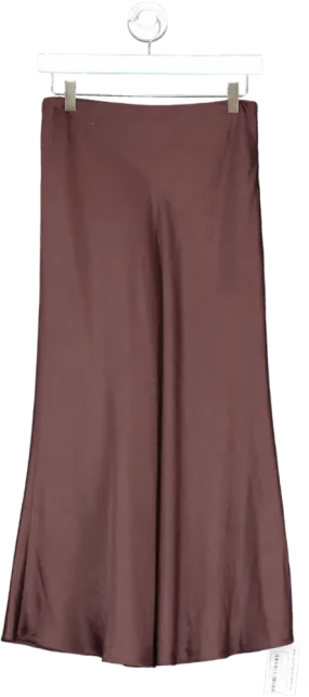 Pixie Market Brown Rene Satin Long Skirt UK S