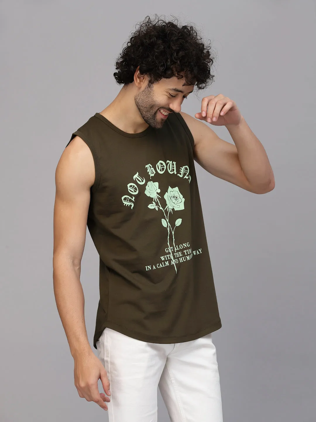 Placement Print Cotton Jersey Vest T-Shirt