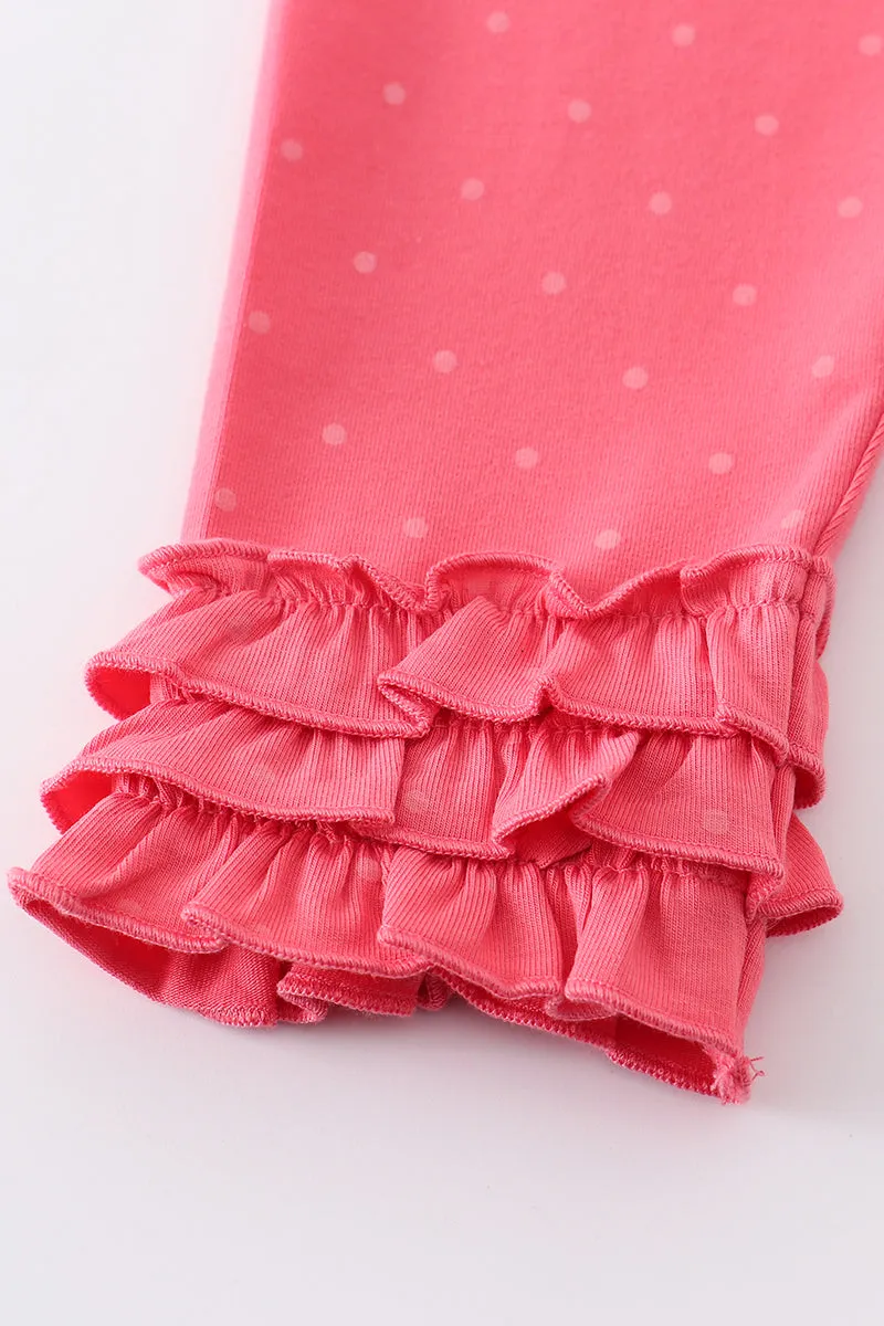 Platinum pink dot ruffle girl pants