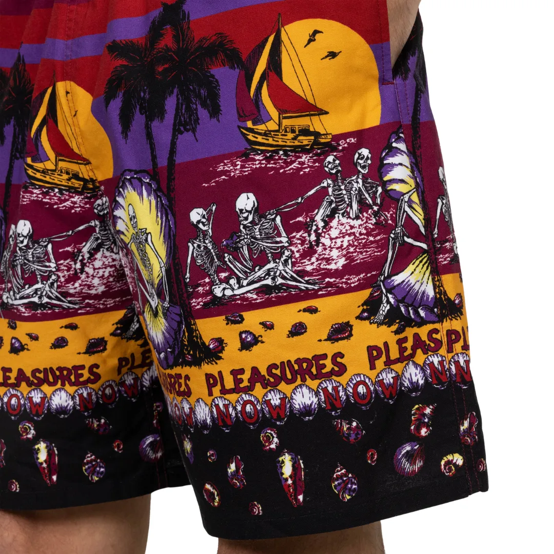 Pleasures Beach Short - Burgundy