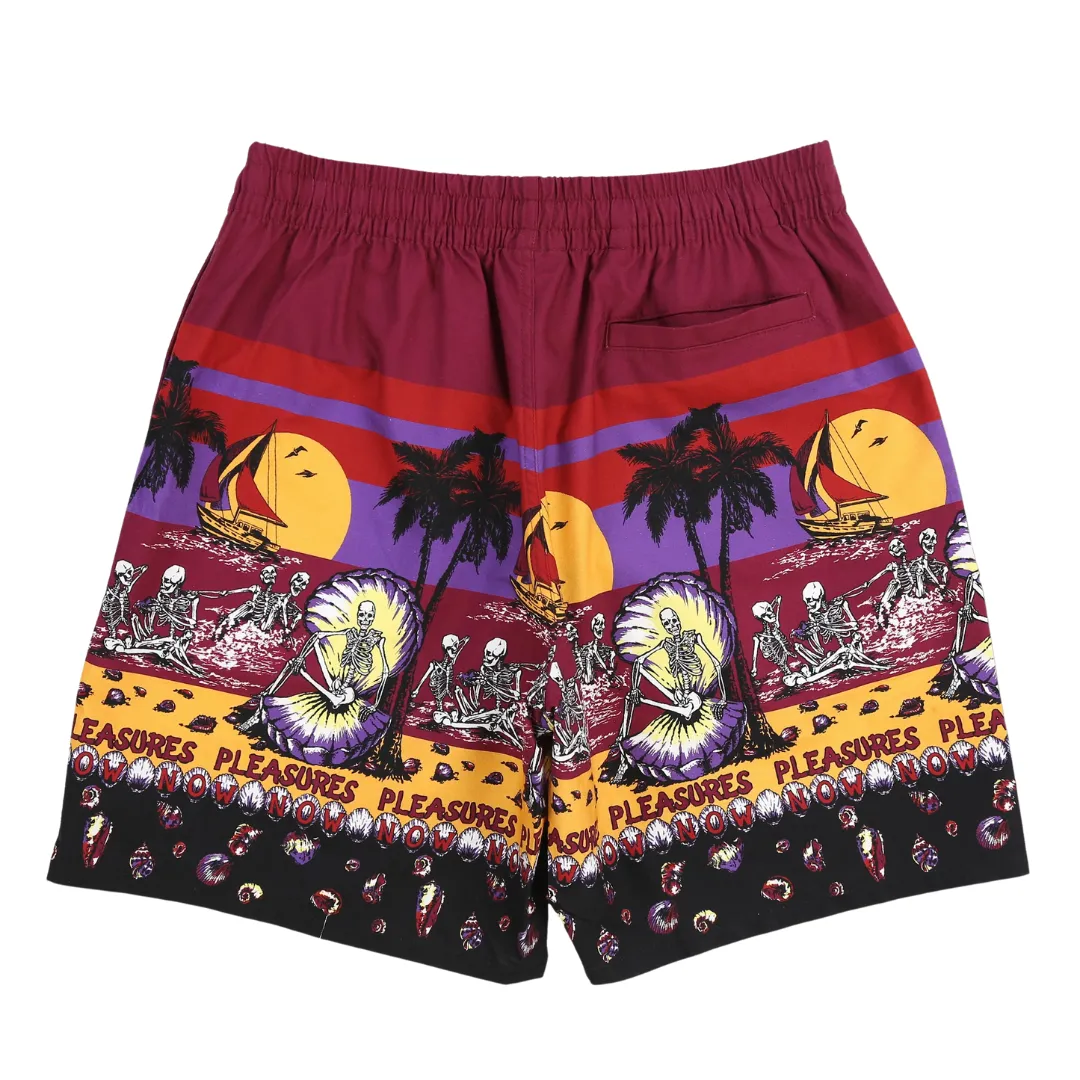 Pleasures Beach Short - Burgundy