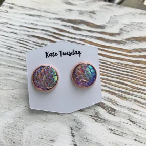 Purple   Pink Mermaid Druzy Earrings