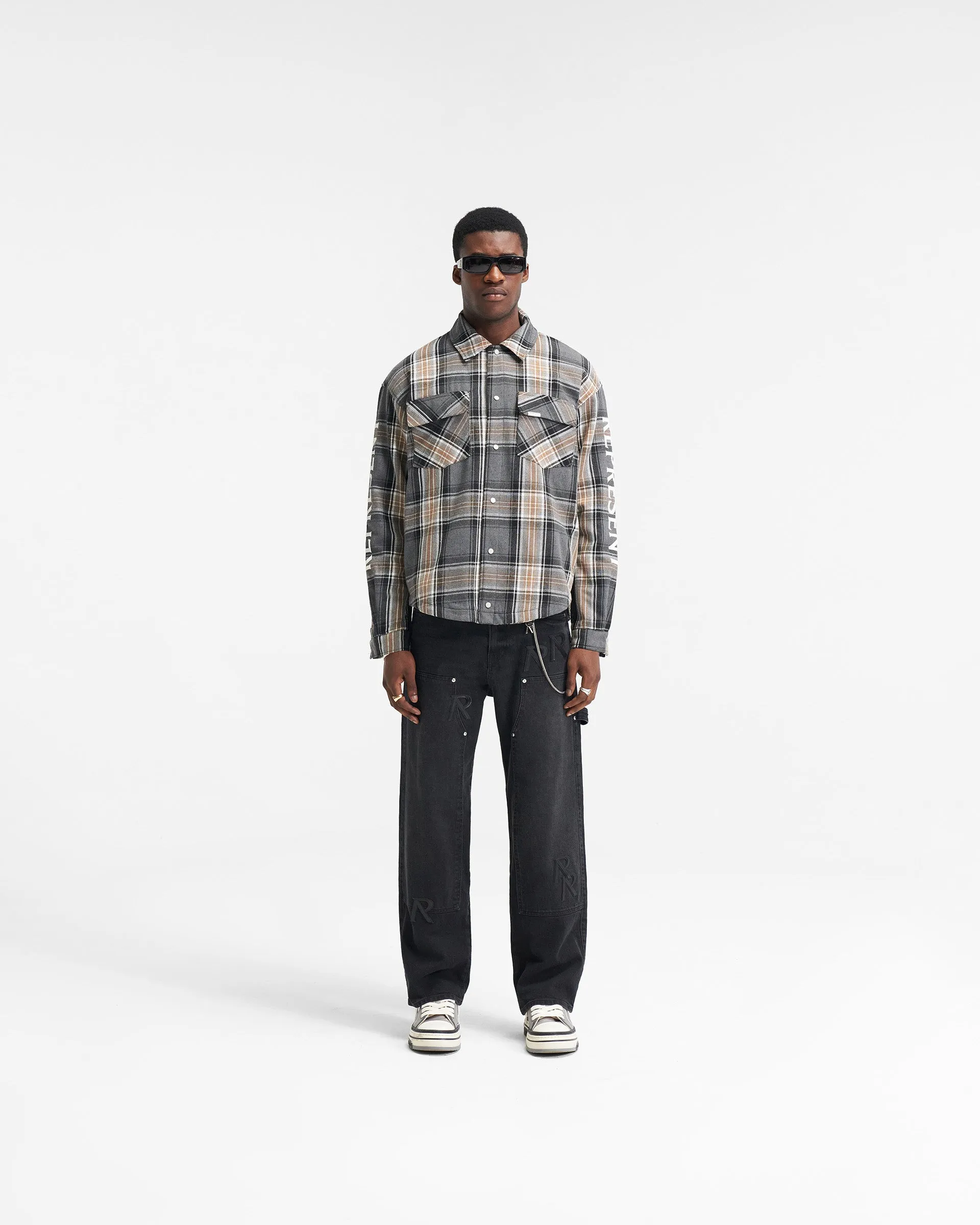 Quilted Flannel Overshirt - Grey Check