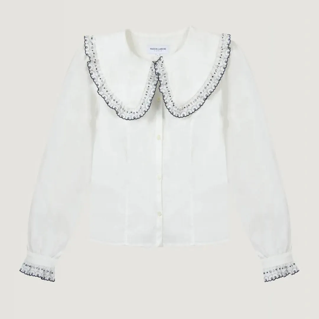 "Amour Toujours" Abadi Cotton Poplin Shirt (White)