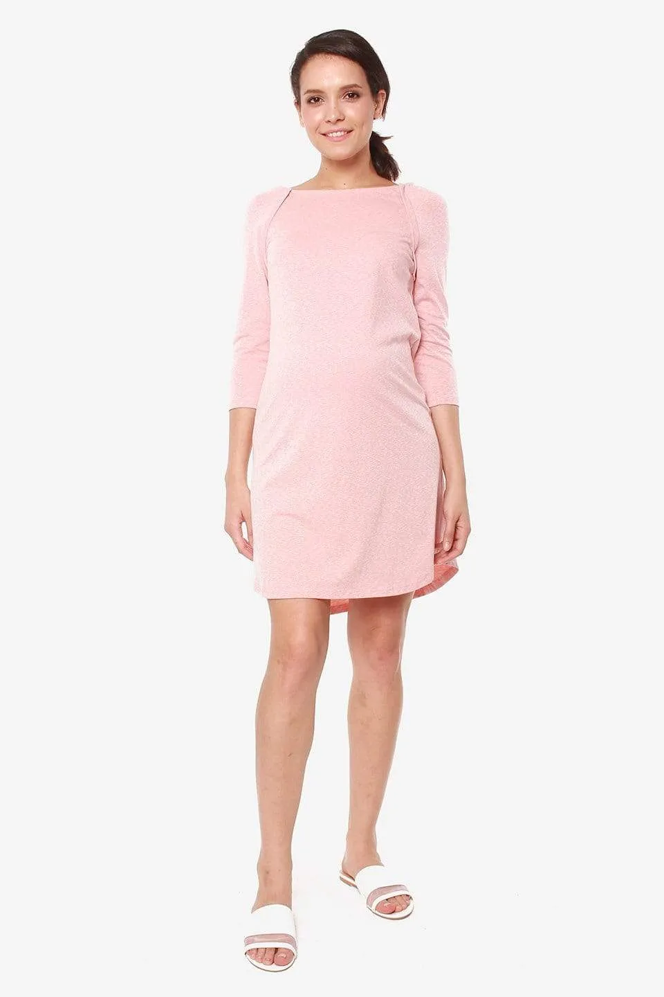 Raglan Sleeves Britney Maternity Dress Pink