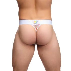 Rainbow Dutch Floral Mesh Thong White