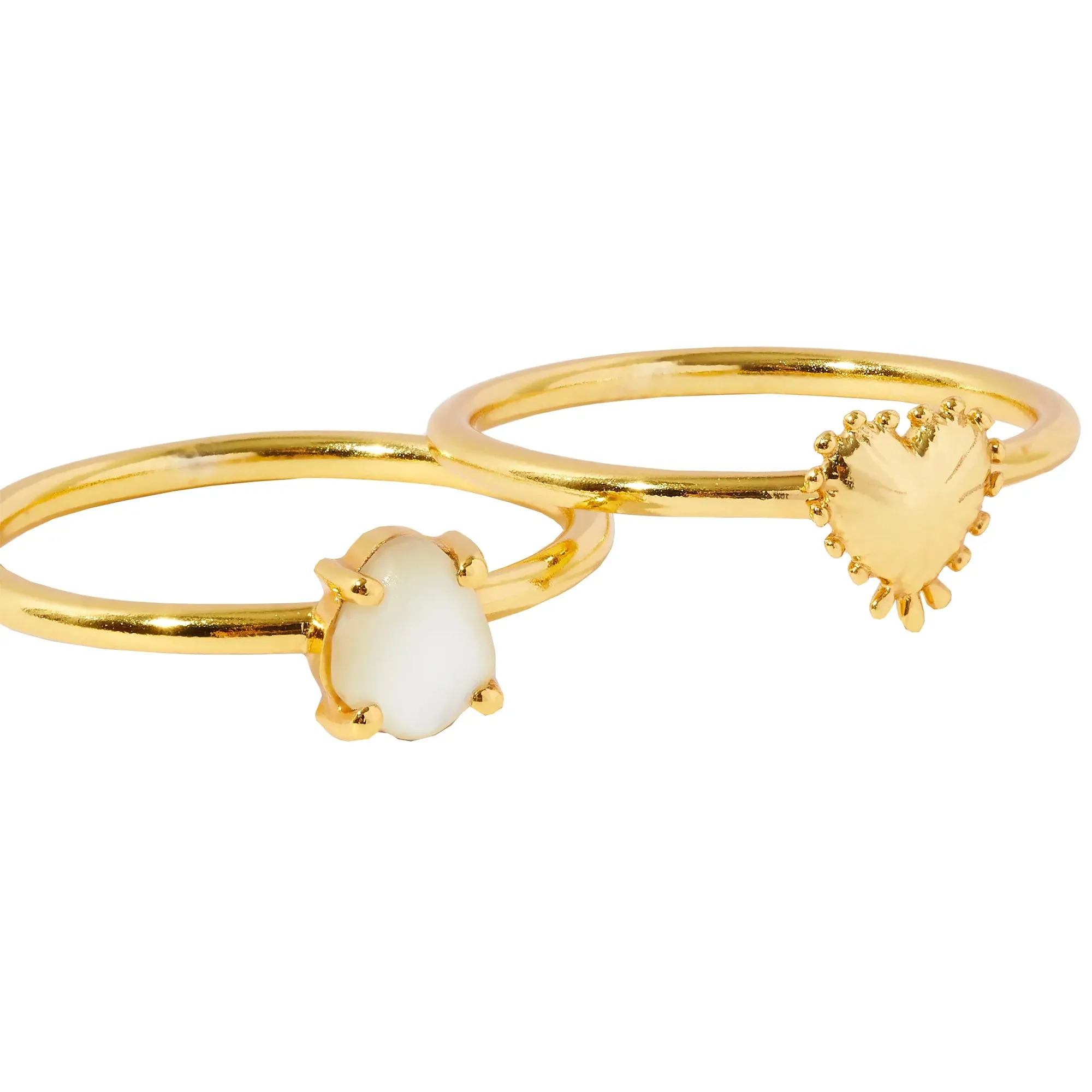 Real Gold Plated Z Set of Two Grecian Heart Rings For Women By Accessorize London-Small