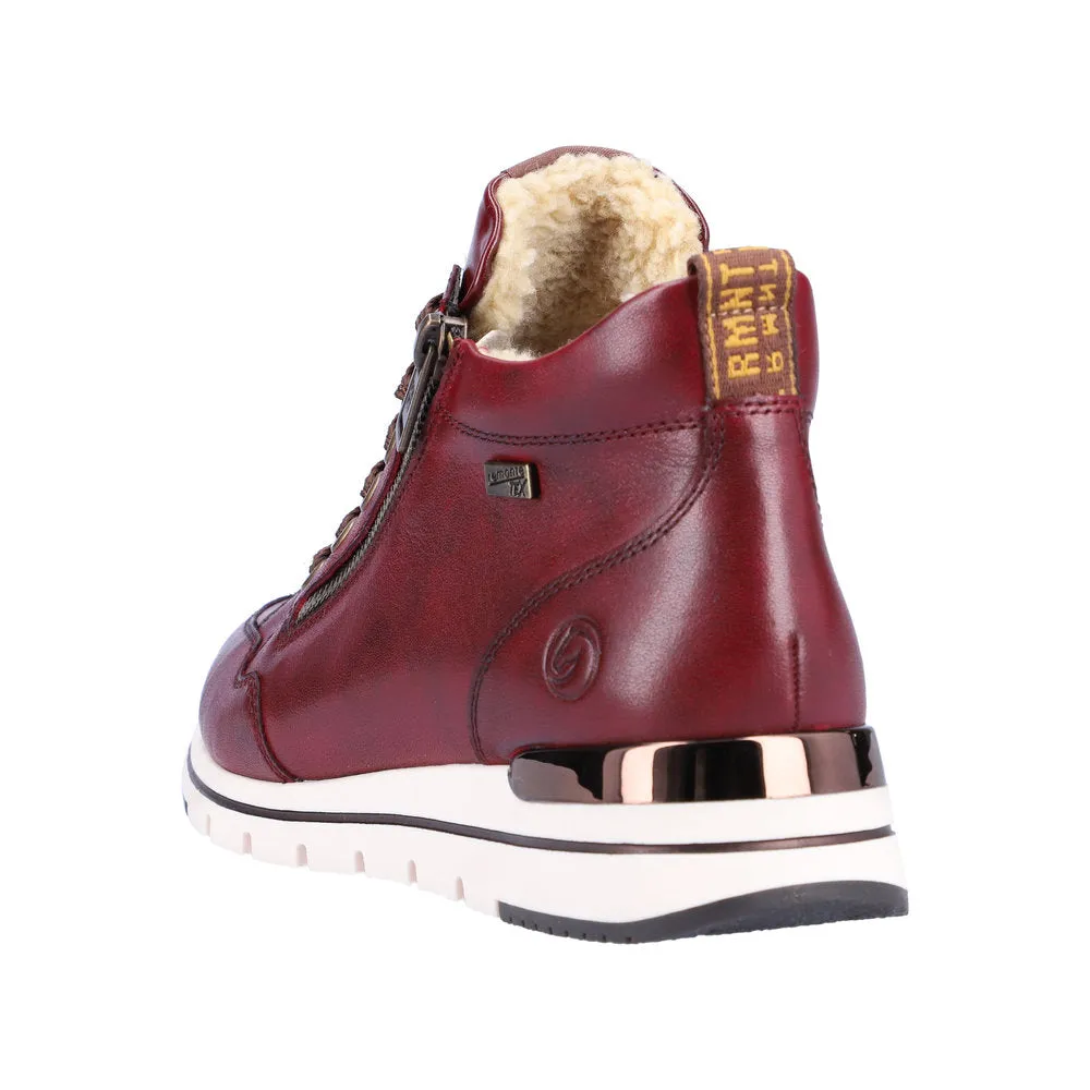 Remonte Ladies Trainer Boots Dark Red Laced Zip R6770-35 sale