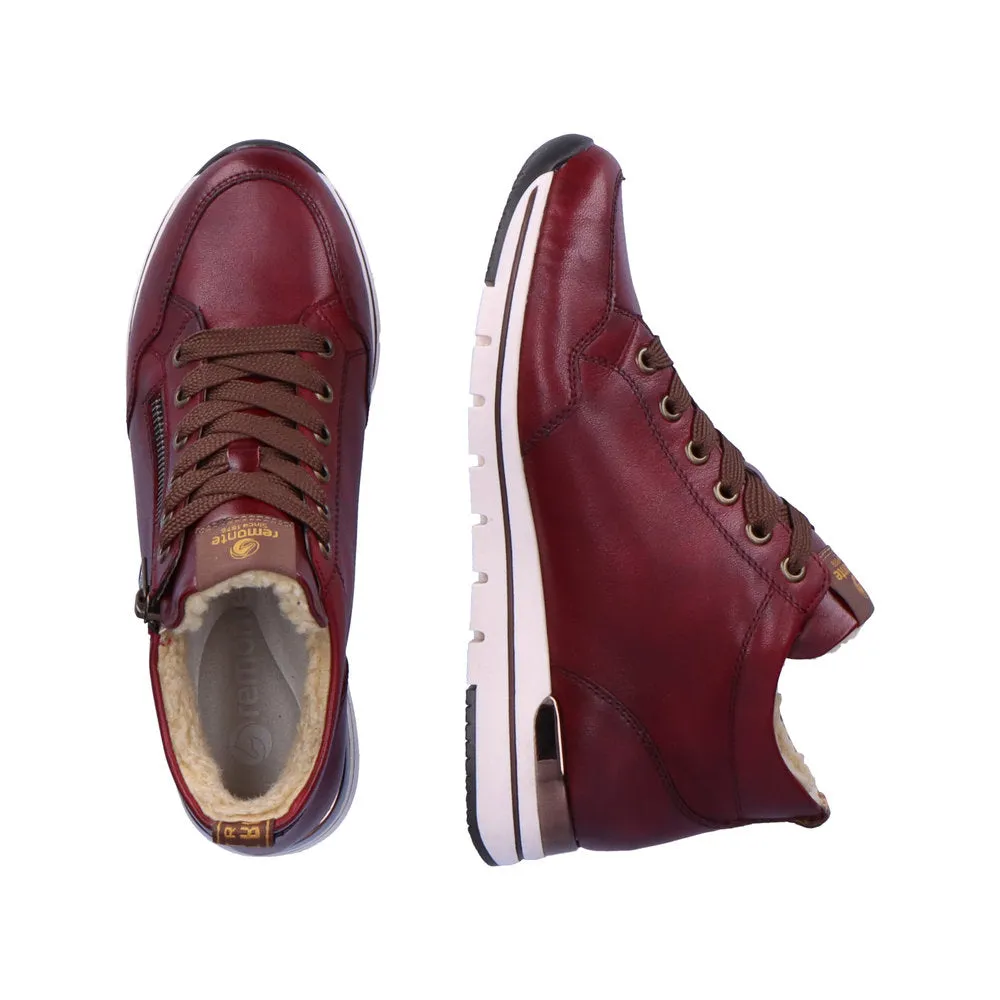 Remonte Ladies Trainer Boots Dark Red Laced Zip R6770-35 sale