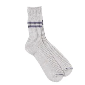 ROTOTO HEMP ORGANIC COTTON STRIPE SOCKS GRAY / PURPLE HAZE