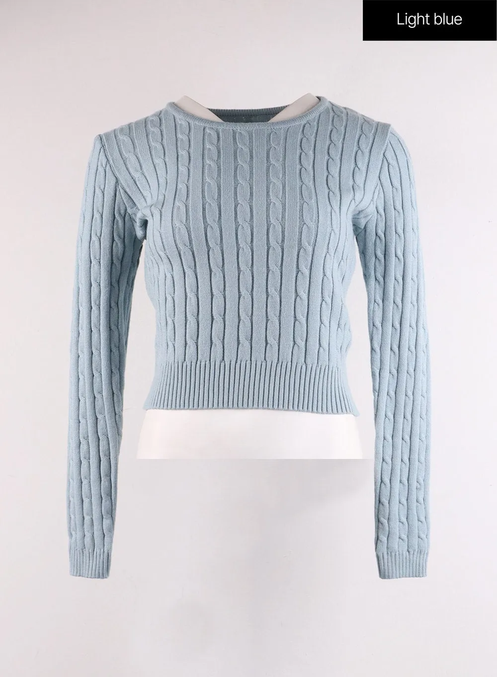 Round Neck Cable Knit Sweater IF402