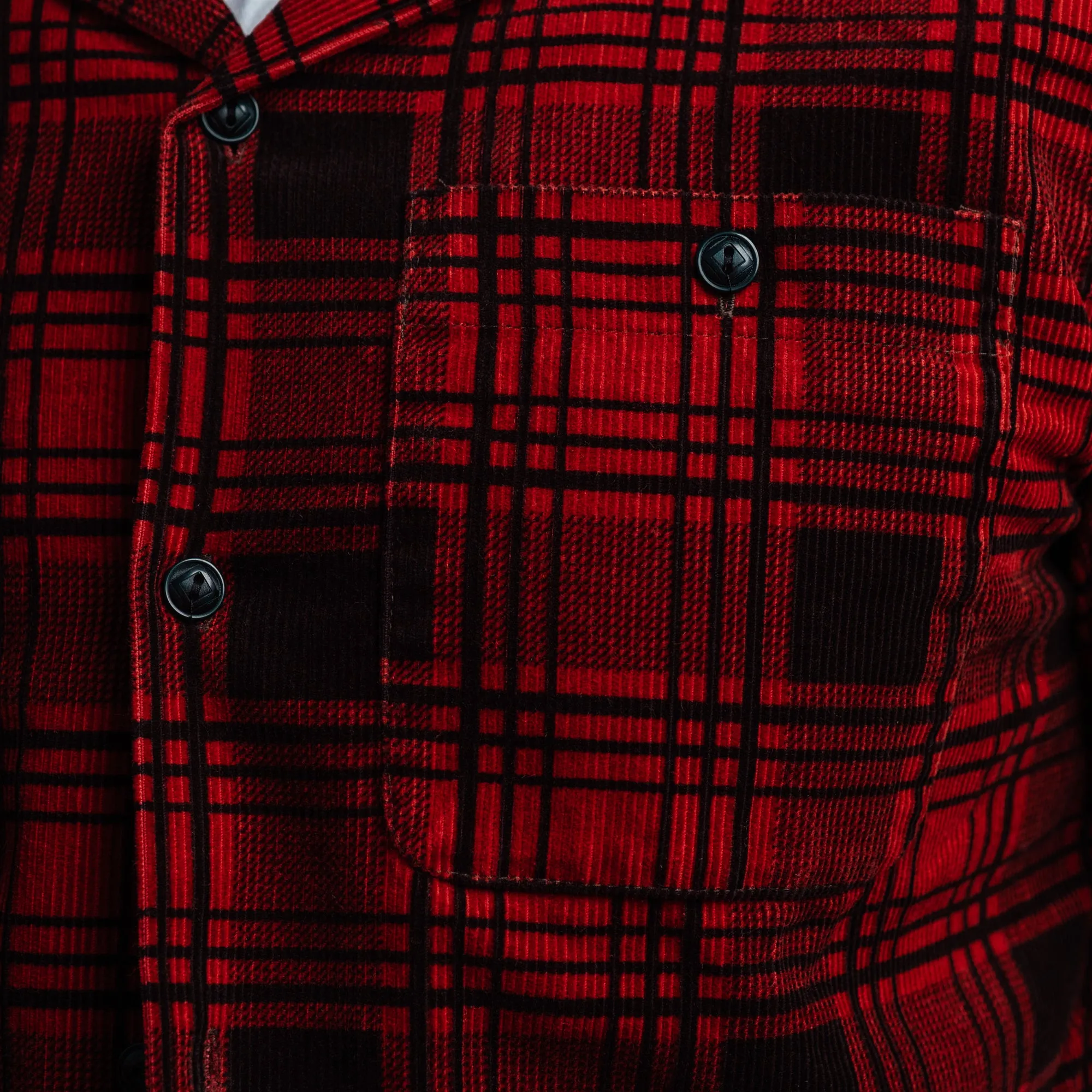 RRL Plaid Print Corduroy Camp Shirt Red/ Black FINAL SALE