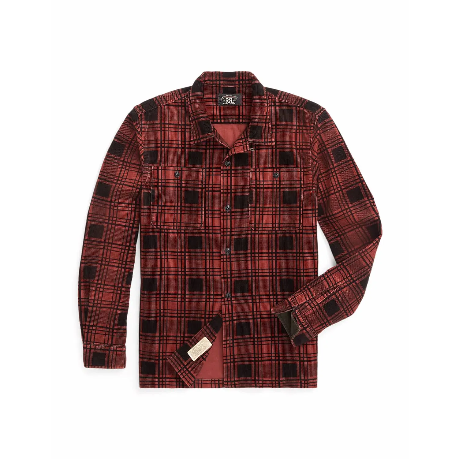 RRL Plaid Print Corduroy Camp Shirt Red/ Black FINAL SALE