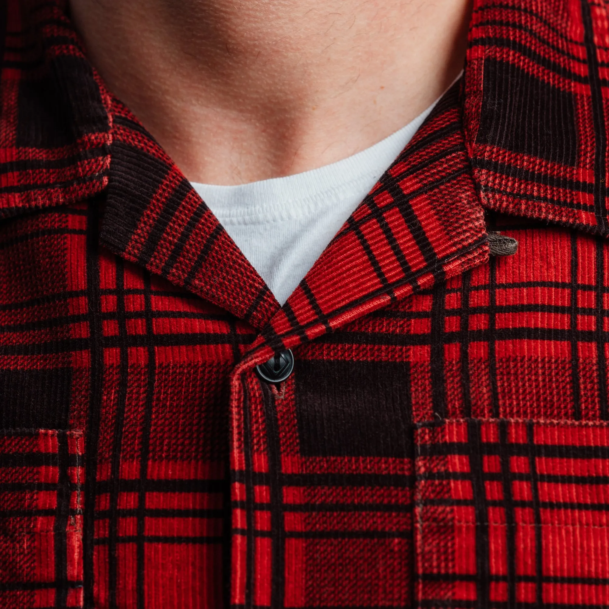 RRL Plaid Print Corduroy Camp Shirt Red/ Black FINAL SALE