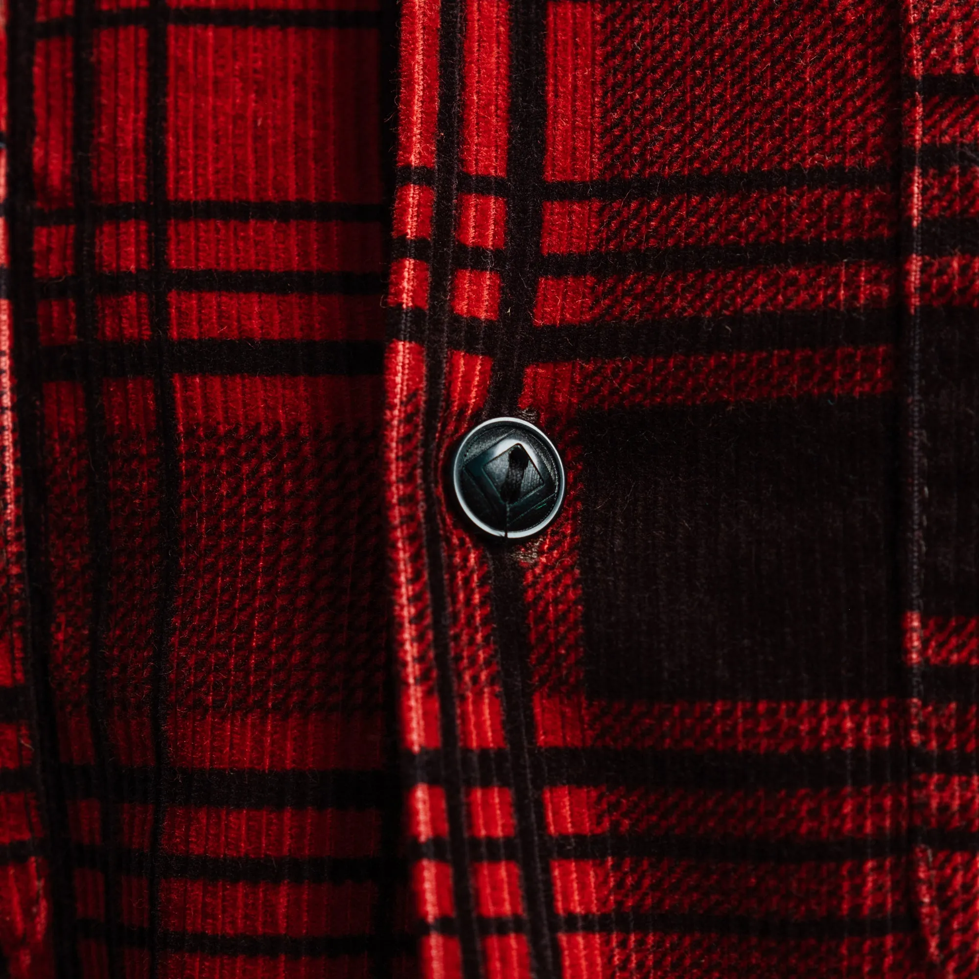 RRL Plaid Print Corduroy Camp Shirt Red/ Black FINAL SALE