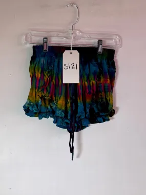 S121 Sample Teal Tie Dye Beach Shorts Size S/M