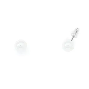 Silver Tone Pearl Stud Earrings