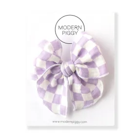 Small Party Bow Checkerboard - Purple