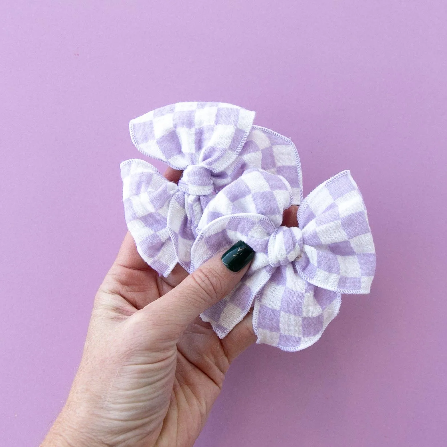 Small Party Bow Checkerboard - Purple