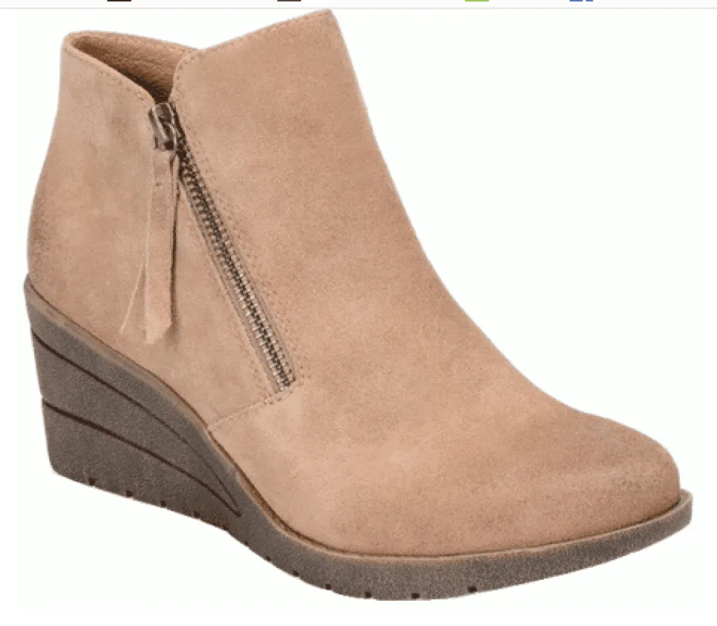 Sofft Womens •Salem• Ankle Wedge Bootie Barley Suede 9M