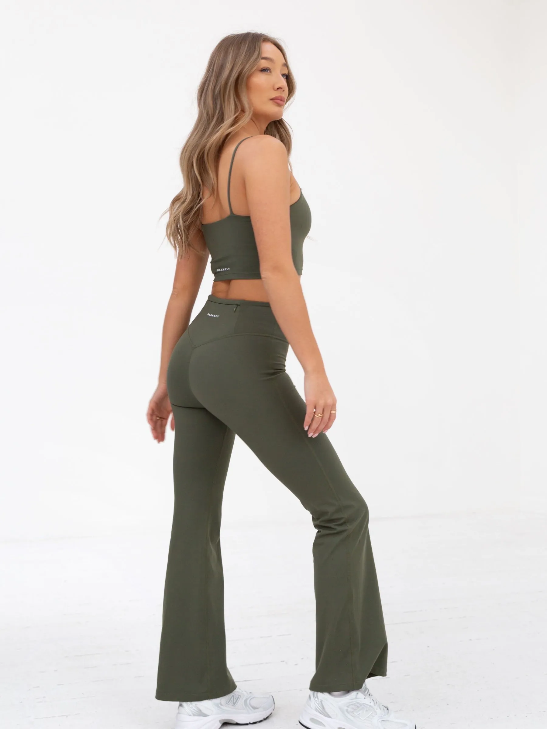 Soft Sculpt Wide Leg Leggings - Khaki Green