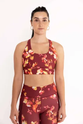 Stella Strappy Bra Luminous Blooms Burgundy