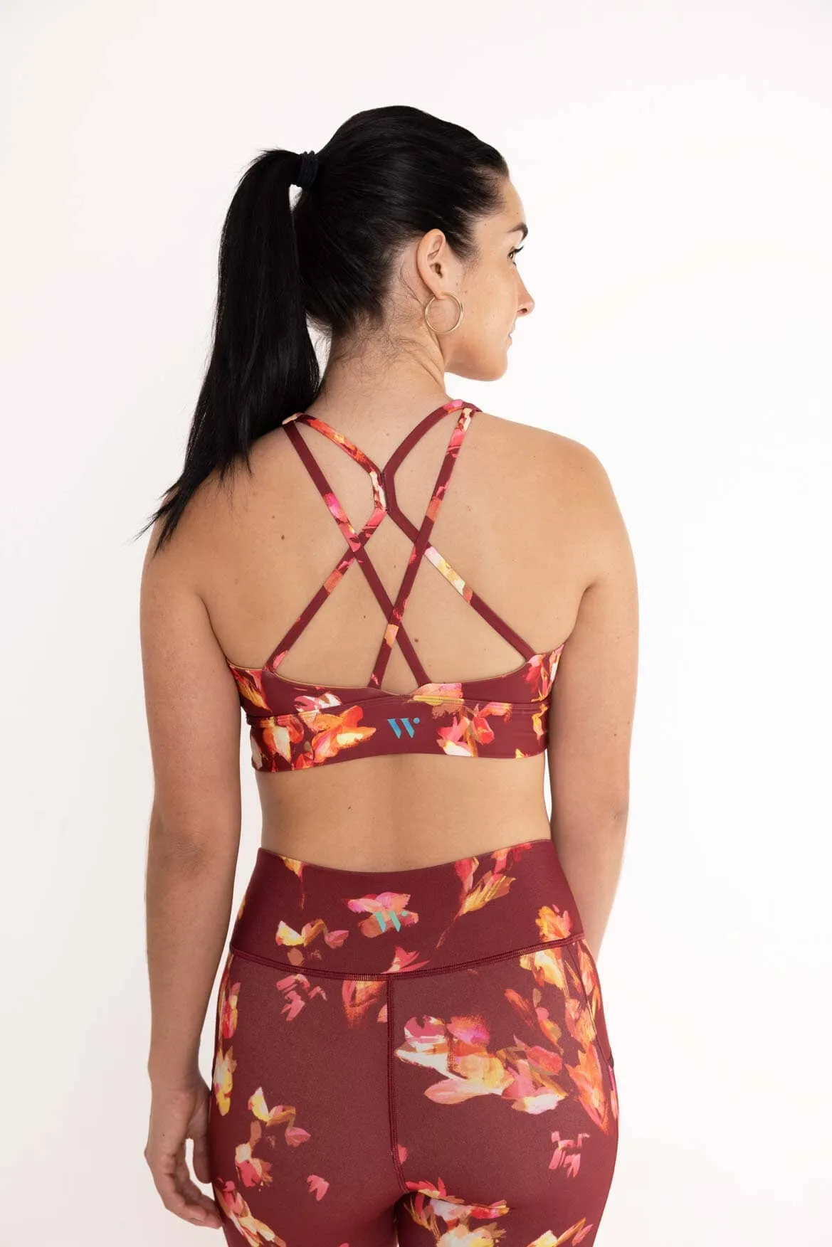 Stella Strappy Bra Luminous Blooms Burgundy