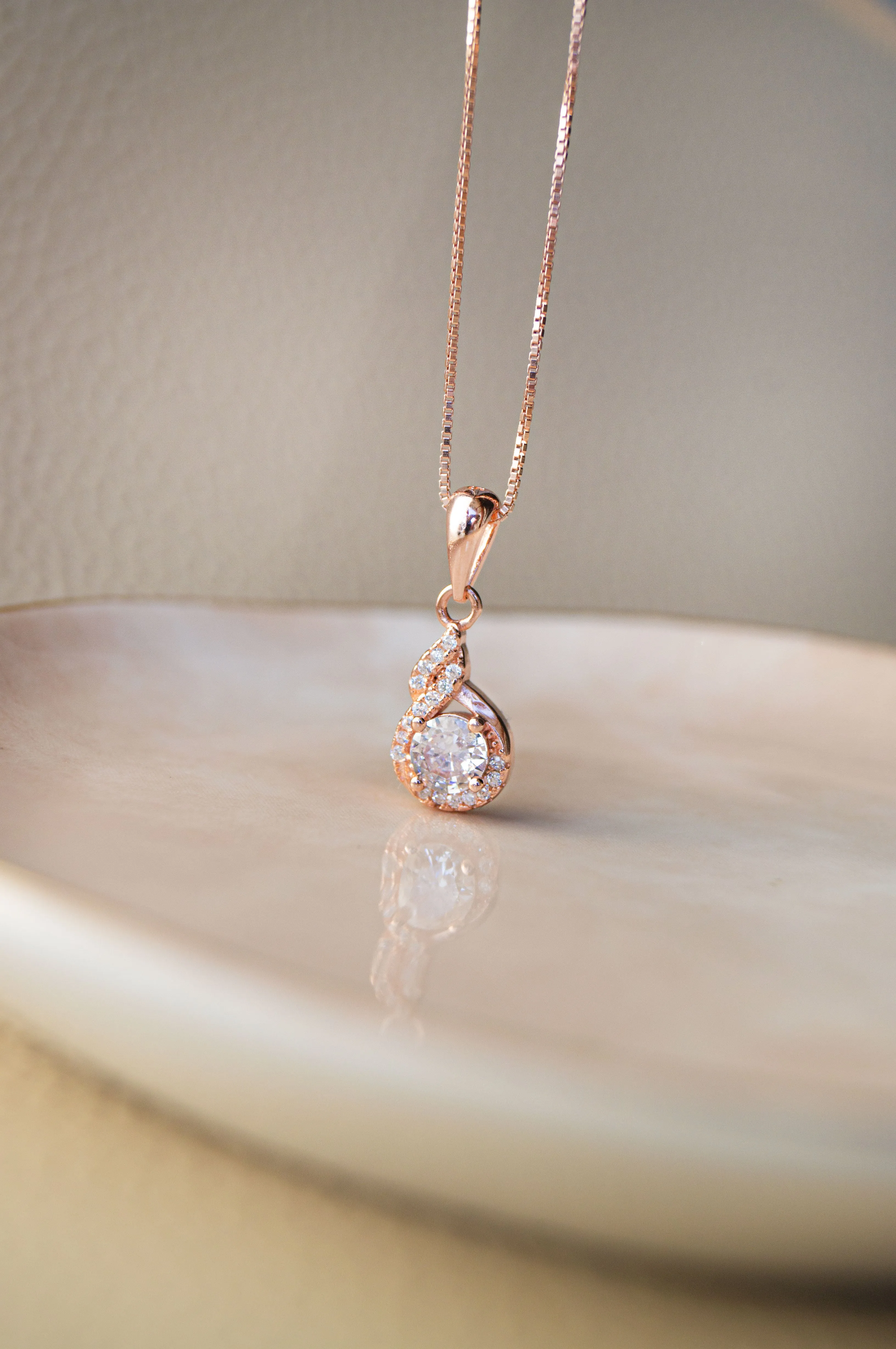 Stellar Solitaire Rose Gold Plated Sterling Silver Pendant Set