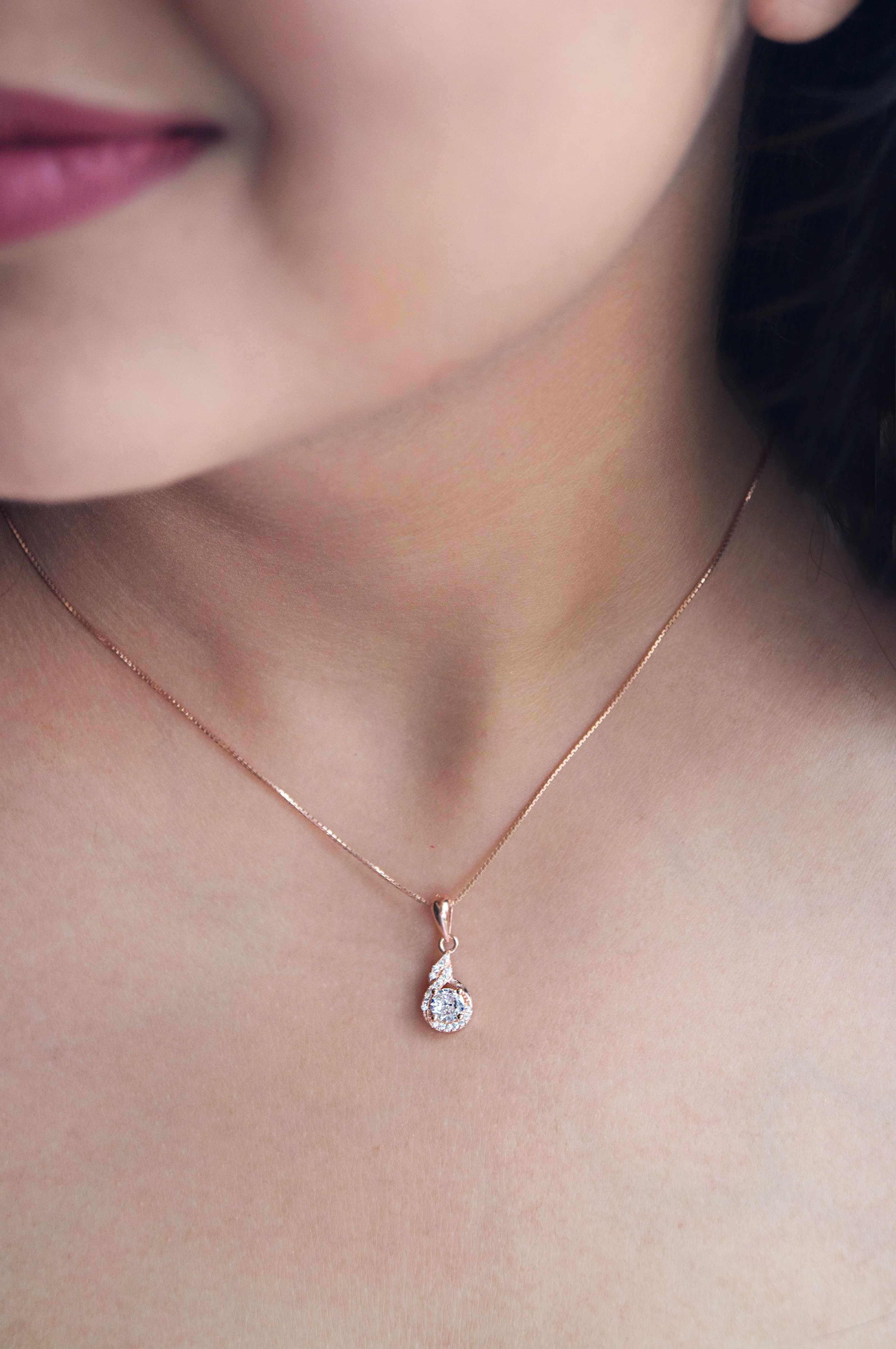 Stellar Solitaire Rose Gold Plated Sterling Silver Pendant Set