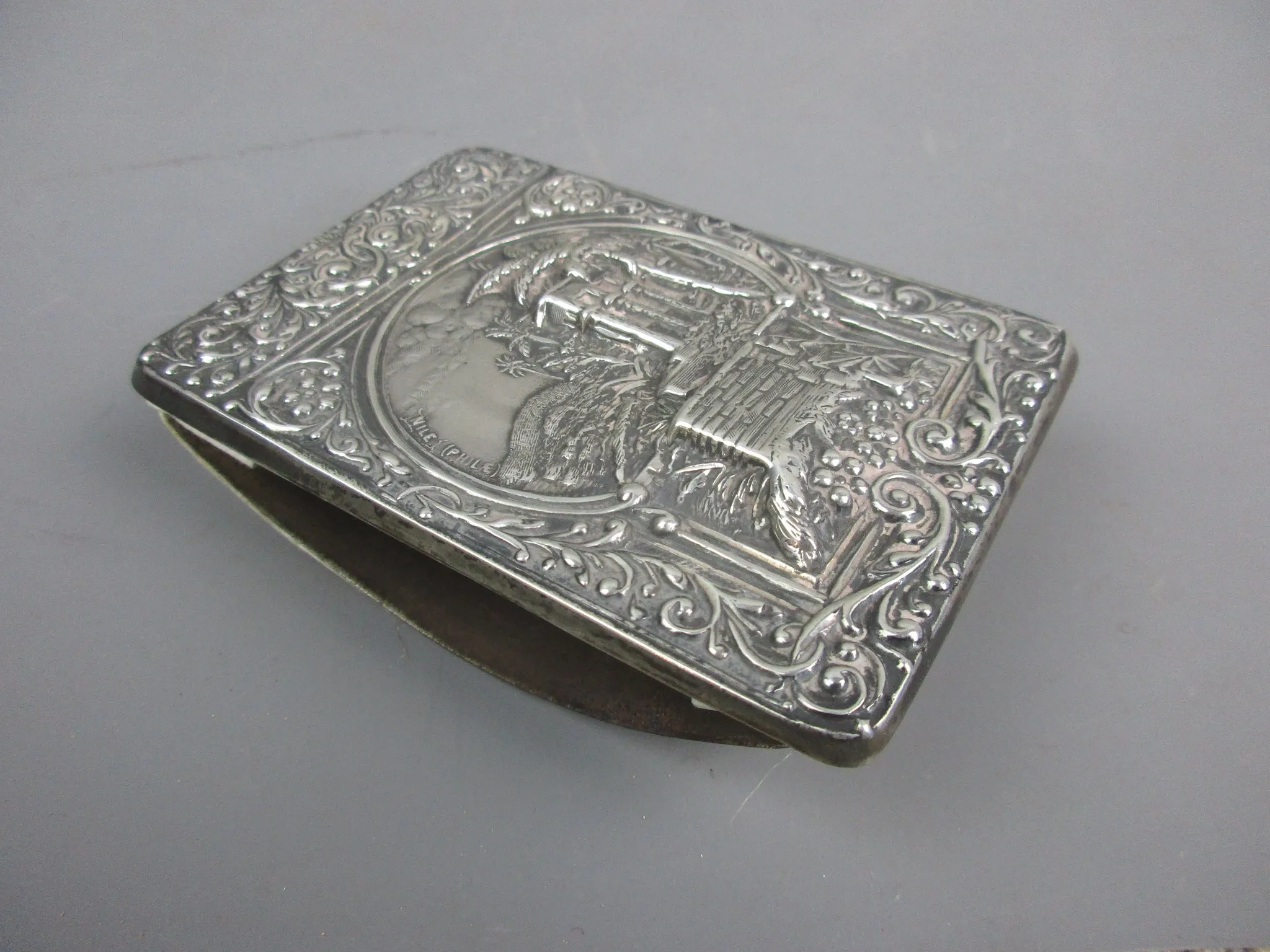 Sterling Silver Crisford And Norris Nile River Scene Desk Blotter Edwardian Birmingham 1903